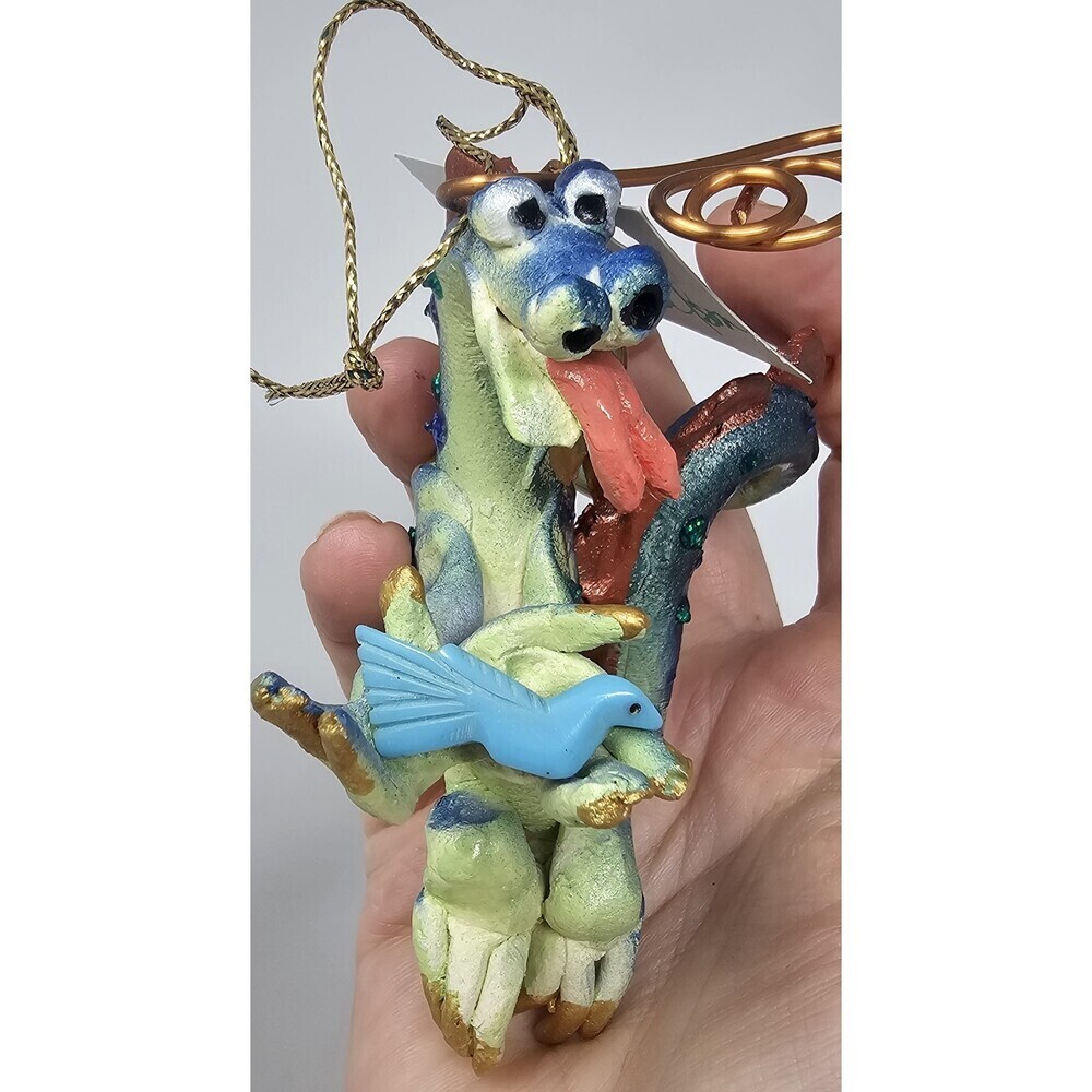 Artisan Pottery Whimsical I Gwanna Hold Your Bird Ornament Claire Barr Wilson - Picture 3 of 10